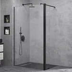 Duschwand 100x200cm Walk-in Mit 30cm Nebenteil, 8mm Duschabtrennung Bremen Schwarz