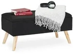 Relaxdays - Sitzbank Mit Stauraum, Gepolstert, Holzbeine, Truhenbank Stoffbezug, H X