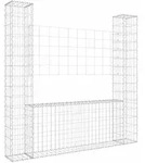 Gabionenkorb U-form Mit 2 S&auml;ulen Eisen 140x20x150 Cm Vidaxl