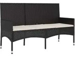 Gartenbank 3-sitzer Mit Kissen Schwarz Poly Rattan Vidaxl