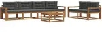 Outdoor-sofagarnitur Mit Kissen 7 Pcs Natur Und Anthrazit Vidaxl