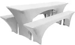 Bierbankhusse Stretch Victoria Wei&szlig;, 220x70x70 Cm - Beautissu