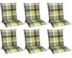 6er Set Sunny Gr Niedriglehner Auflagen 100x50 Cm In Gr&uuml;n Kariert