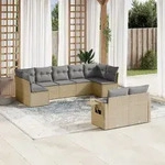 9-tlg. Garten-sofagarnitur Mit Kissen Beige Poly Rattan - Vidaxl
