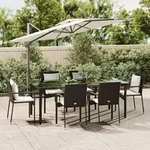 7-tlg. Garten-essgruppe Mit Kissen Schwarz Poly Rattan - Vidaxl