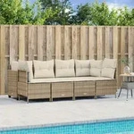5-tlg. Garten-sofagarnitur Mit Kissen Beige Poly Rattan Vidaxl