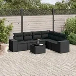 7-tlg. Garten-sofagarnitur Mit Kissen Schwarz Poly Rattan - Vidaxl