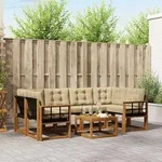 Vidaxl Outdoor Sofa Set With Cushion 7 Pcs Natural And Beige