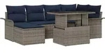 Gartensofa-set Mit Kissen 7 Pcs Grau Poly-rattan Vidaxl
