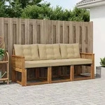 Vidaxl Outdoor Sofa Set With Cushion 3 Pcs Natural And Beige