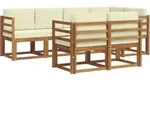 Outdoor-sofagarnitur Mit Kissen 7 Pcs Natur Und Creme Vidaxl