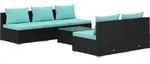 6-tlg. Garten-lounge-set Mit Kissen Poly Rattan Schwarz Vidaxl