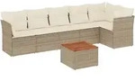 7-tlg. Garten-sofagarnitur Mit Kissen Beige Poly Rattan Vidaxl