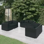 6-tlg. Garten-lounge-set Mit Kissen Poly Rattan Schwarz - Vidaxl