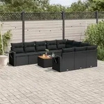 Vidaxl - 11-tlg. Garten-sofagarnitur Mit Kissen Schwarz Poly Rattan