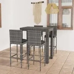 5-tlg. Gartenbar-set Mit Kissen Poly Rattan Grau - Vidaxl