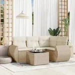 Vidaxl 5-tlg. Garten-sofagarnitur Mit Kissen Beige Poly Rattan