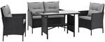 Svita Dallas Polyrattan Gartenm&ouml;bel Set 4-teilig 2 Sessel Sofa Tisch Inkl. Auflagen
