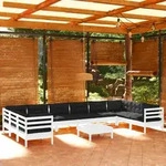 Vidaxl Gartenm&ouml;bel-set 11-teilig Mit Wei&szlig;en Polstern Aus Kiefernholz