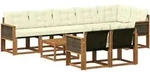 Outdoor-sofagarnitur Mit Kissen 9 Pcs Natur Und Creme Vidaxl
