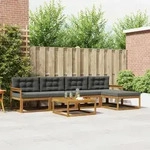 Vidaxl Outdoor Sofa Set With Cushion 6 Pcs Natural And Anthracite