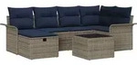 Gartensofa-set Mit Kissen 7 Pcs Grau Und Marineblau Poly-rattan Vidaxl