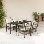 5-tlg. Garten-essgruppe Mit Kissen Braun Poly Rattan - Vidaxl