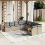 Vidaxl - 10-tlg. Garten-sofagarnitur Mit Kissen Beige Poly Rattan
