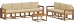 Outdoor-sofagarnitur Mit Kissen 8 Pcs Natur Und Beige Vidaxl