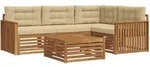 Outdoor-sofagarnitur Mit Kissen 5 Pcs Natur Und Beige Vidaxl