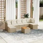8-tlg. Garten-sofagarnitur Mit Kissen Beige Poly Rattan - Vidaxl