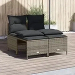 4-tlg. Garten-sofagarnitur Mit Kissen Grau Poly Rattan - Vidaxl