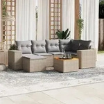 Torana - Vidaxl 7-tlg. Garten-sofagarnitur Mit Kissen Beige Poly Rattan