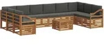 Outdoor-sofagarnitur Mit Kissen 11 Pcs Natur Und Anthrazit Vidaxl