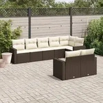 8-tlg. Garten-sofagarnitur Mit Kissen Braun Poly Rattan - Vidaxl