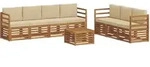 Sofagarnituren 8 Pcs Natur Und Beige Massivholz Akazie Vidaxl