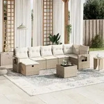 8-tlg. Garten-sofagarnitur Mit Kissen Beige Poly Rattan - Vidaxl
