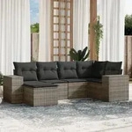 6-tlg. Garten-sofagarnitur Mit Kissen Grau Poly Rattan - Vidaxl