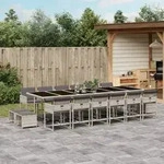 17-tlg. Garten-essgruppe Mit Kissen Hellgrau Poly Rattan Vidaxl