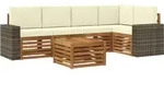 Ecksofa Set Mit Kissen 6 Pcs Natur Und Creme Massivholz Akazie Vidaxl