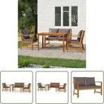 The Living Store 4-tlg. Garten-essgruppe Mit Kissen Massivholz Akazie -...