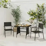 3-tlg. Garten-essgruppe Poly Rattan Schwarz Vidaxl
