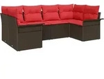 Gartensofa-set Mit Kissen 6 Pcs Braun Poly-rattan Vidaxl