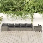 7-tlg. Garten-lounge-set Mit Kissen Grau Poly Rattan - Vidaxl