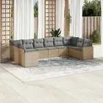 Vidaxl - 10-tlg. Garten-sofagarnitur Mit Kissen Beige Poly Rattan