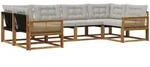 Outdoor-sofagarnitur Mit Kissen 6 Pcs Nat&uuml;rlich Und Hellgrau Vidaxl
