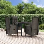 5-tlg. Garten-essgruppe Mit Kissen Schwarz Poly Rattan Vidaxl