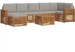Outdoor-sofagarnitur Mit Kissen 8 Pcs Nat&uuml;rlich Und Hellgrau Vidaxl