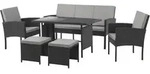 Denver Polyrattan Gartenm&ouml;bel Set Essgruppe Lounge Esstisch Schwarz - Svita