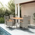 Gartenesszimmer Mit 7 Pcs Kissen Grau Rattan